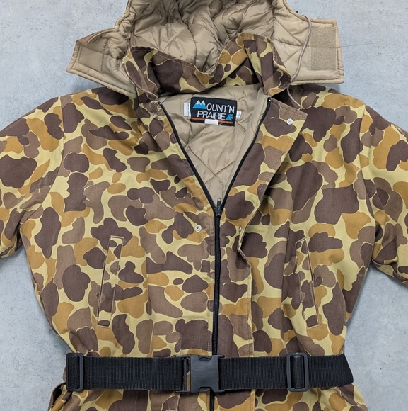 VTG Mount'n Prairie duck camo coverall snow suit with detachable hood size large - Picture 2 of 15